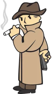 🚬 7258a0a6 Fallout Fallout, เกม, นักสืบ, ปืน, อาวุธ telegram sticker