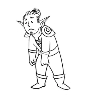 ☹️ 96e145f7 triste, elfe, fantaisie, dessin animé, armure, personnage telegram sticker