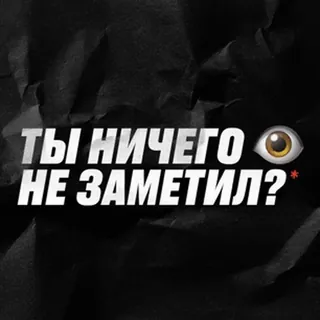 😏 761580c3 ТЫ НИЧЕГО 
НЕ ЗАМЕТИЛ? 问题, 眼睛, 俄语, 排版, 黑白 telegram sticker