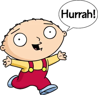 ✌ 6f951a56 Stewie Griffin Family Guy Hurrah! Cartone animato, Bambino, Felice, Stewie, Griffin telegram sticker