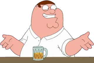 😜 46f72867 Peter Griffin Family Guy dessin animé, animé, bière, drôle telegram sticker
