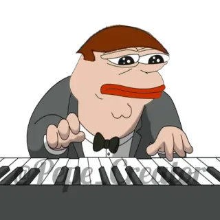 🐸 39cd5175 Pepe Rare Pepe Creator pepe, seltene pepe, klavier, musiker, cartoon, internet meme whatsapp sticker