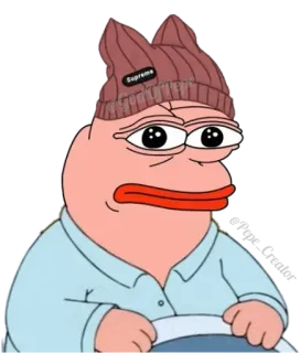 🐸 c8806030 Pepe the Frog Supreme Pepe, Frosch, Meme, Supreme, Mütze, Cartoon whatsapp sticker