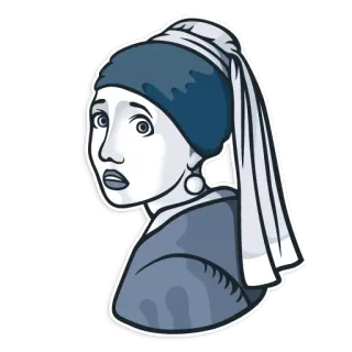 😧 311e58f5 Girl with a Pearl Earring arte, pintura, clássico, brinco de pérola, menina telegram sticker