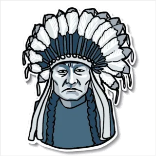 😠 75ec065c Nativo americano, Chefe, Cocar, Pena, Tribal, Indígena, Retrato telegram sticker