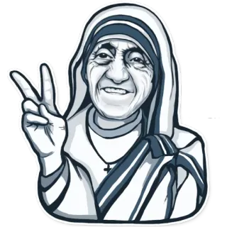 ✌ bc8ca18c Mother Teresa Madre Teresa, Símbolo da paz, Freira, Figura religiosa, Santa telegram sticker