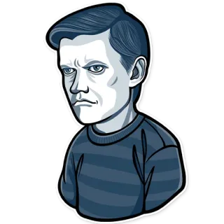 😒 f182277b adesivo, desenho animado, retrato, homem telegram sticker