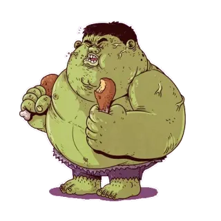 🍗 7d050520 Hulk Hulk, Marvel, karakter, kartun, lucu, hijau, makan telegram sticker