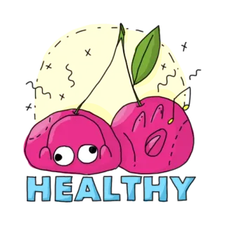 🤙 12c3c67e HEALTHY 체리, 과일, 건강, 만화, 귀여운, 스티커 telegram sticker
