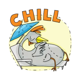 😴 64316c2c CHILL 여유, 휴식, 해변, 여름, 만화, 새, 파라솔 telegram sticker
