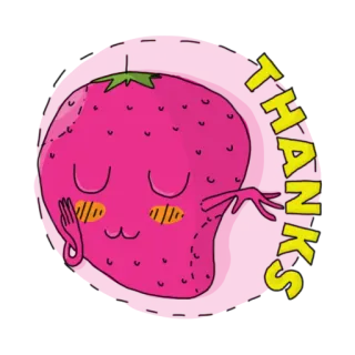 🙌 e550b85f THANKS 딸기, 감사, 인사, 귀여운, 만화, 음식 telegram sticker