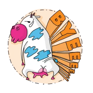 😔 f5be55a2 BEEEF 소, 쇠고기, 동물, 만화, 스티커, 주황색, 흰색 telegram sticker