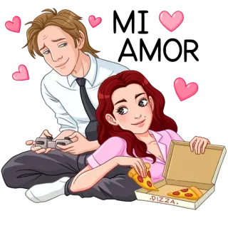 ❤️ 1a031a96 PIZZA. Pizza, Miłość, Romans, Para, Kreskówka telegram sticker