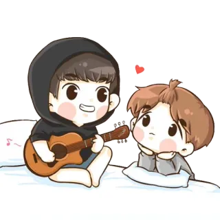 ♥ 41c24461 Cartone animato, Ragazzo, Chitarra, Amore, Carino, Anime telegram sticker