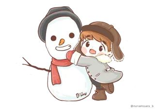⛄ 9438057a pupazzo di neve, inverno, cartone animato, abbraccio, neve, bambino, amicizia telegram sticker