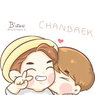 ♥ cd6be319 CHANBAEK carino, kawaii, coppia, cartone animato, amore, fanart telegram sticker