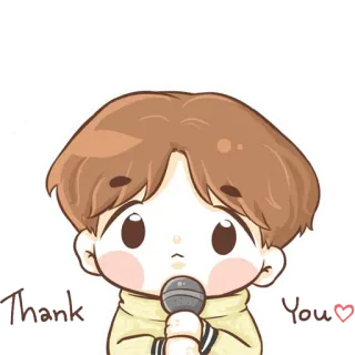 🙆 fea4ff44 Thank You grazie, carino, cartone animato, microfono, cantante telegram sticker