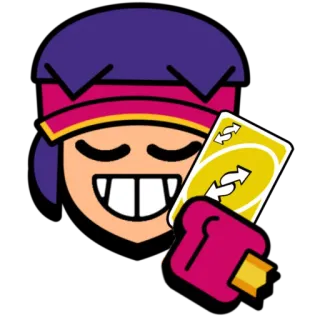 🎴 5c200b7a Shelly (Brawl Stars) Brawl Stars videogioco, shelly, carta cambio giro, uno, cartone animato whatsapp sticker