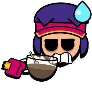 🍿 980b4432 Gene Brawl Stars gioco, personaggio, stanco, esausto, Brawl Stars whatsapp sticker