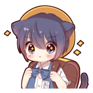🍓 686ac4e1 あま アニメ, 猫耳, 制服, 可愛い, かわいい, リュック telegram sticker