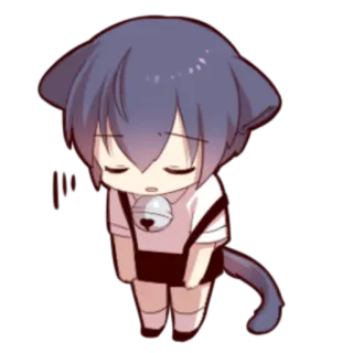 🍓 7f9c27cf アニメ, 猫, 猫耳, ちび, 可愛い, 悲しい telegram sticker