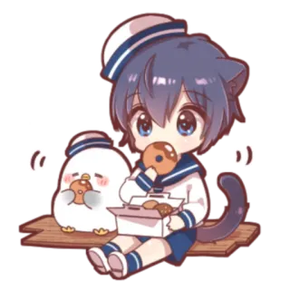 🍓 b32a49b9 '' ((''  アニメ, マンガ, ちび, 猫耳, ドーナツ, 可愛い, かわいい telegram sticker