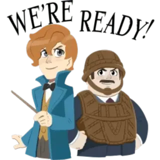 ☺️ 123e30ec WE'RE READY! cartoon, ready, characters, helmet, wand whatsapp sticker