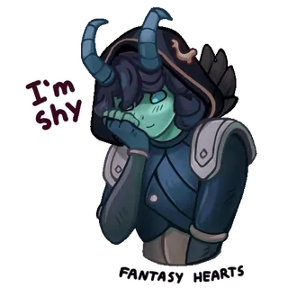 😅 f7ed0810 Fantasy Hearts I'm shy FANTASY HEARTS 恥ずかしがり屋, ファンタジー, アニメ, 漫画, キャラクター telegram sticker