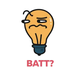 😟 a23798e8 BATT? lightbulb, cartoon, question, funny telegram sticker