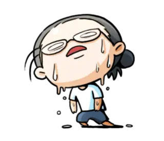 ☀ 8576d763 exhausted, sweating, cartoon, tired, overwhelmed, stressed whatsapp sticker