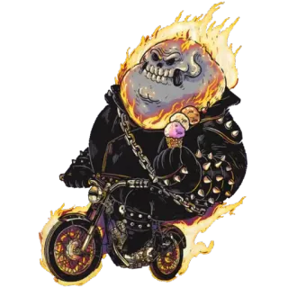 🍔 67e45638 Cartoon, Motorrad, Eis, Flammen, Skelett, Biker, Totenkopf telegram sticker
