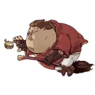 🍰 f90cae9a Figur, fliegend, Besen, Essen, Cartoon telegram sticker