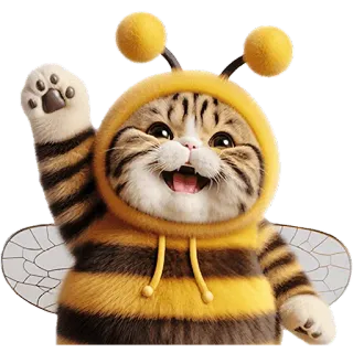 👋 446aee71 gatto, ape, animale, costume, carino, divertente telegram sticker