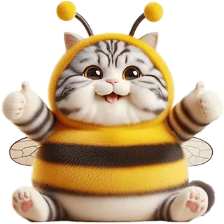 👍 bf11cd4c gatto, ape, animale, carino, gattino, costume, divertente telegram sticker