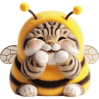 🤭 ec12d14e gatto, ape, carino, animale, cartone animato, adesivo, kawaii, animale domestico telegram sticker