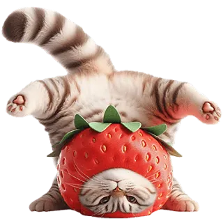 🙃 31a3c9cc cat, strawberry, animal, cute, kitten, funny telegram sticker