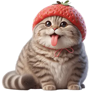 🤤 33f0b9f5 cat, strawberry, animal, cute, pet, cartoon telegram sticker
