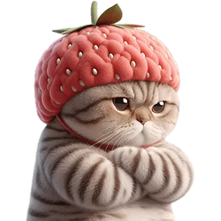 😏 573e5768 cat, strawberry, animal, cute, pet, kitten telegram sticker