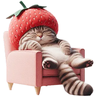 😴 66468ba5 cat, strawberry, sleeping, animal, cute, feline, domestic cat telegram sticker