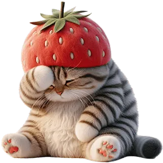 🤦‍♂ f57b0996 cat, strawberry, cute, animal, kitten, pet telegram sticker