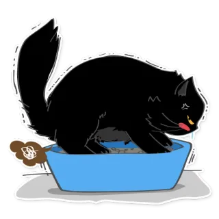 😣 5205f758 Katze, Katzenklo, Haustier, Tier, Furz, Cartoon, Sticker telegram sticker