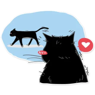 😍 83166037 Katze, schwarze Katze, Liebe, Aufkleber, Tier, Cartoon, Herz telegram sticker