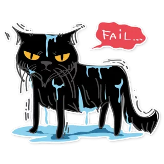 😕 96110f70 FAIL... Katze, nass, Fehlschlag, Cartoon, Aufkleber, Humor telegram sticker