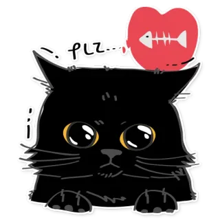 😖 9e575892 plz... Katze, süß, kawaii, Fisch, hungrig, flehend, Cartoon telegram sticker