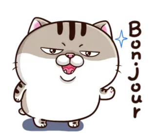 😀 856f3f33 Bonjour cat, bonjour, hello, french, greeting, cute, cartoon telegram sticker