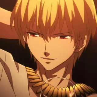 😏 b1d5e174 Gilgamesh Fate anime, dourado, rei, confiante telegram sticker
