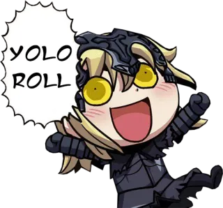 🙌 608fedd2 YOLO ROLL yolo, rolka, anime, manga, podekscytowany, szczęśliwy telegram sticker