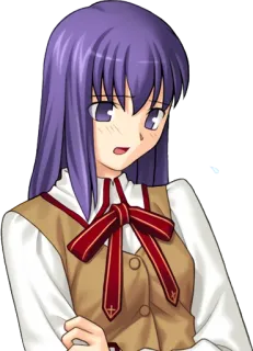 😧 3b8e9323 Sakura Matou Fate/stay night animé, cheveux violets, femme, Sakura Matou, Fate/Stay Night telegram sticker