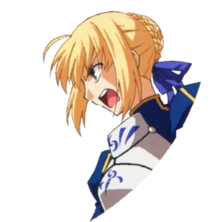 😈 917ddcbc Saber Fate/stay night 애니메이션, 금발, 화난, 여성, 판타지 whatsapp sticker