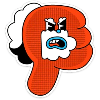 👎 3337cef2 싫어요, 비호감, 만화, 부정적, 빨간 손, 이모티콘 telegram sticker